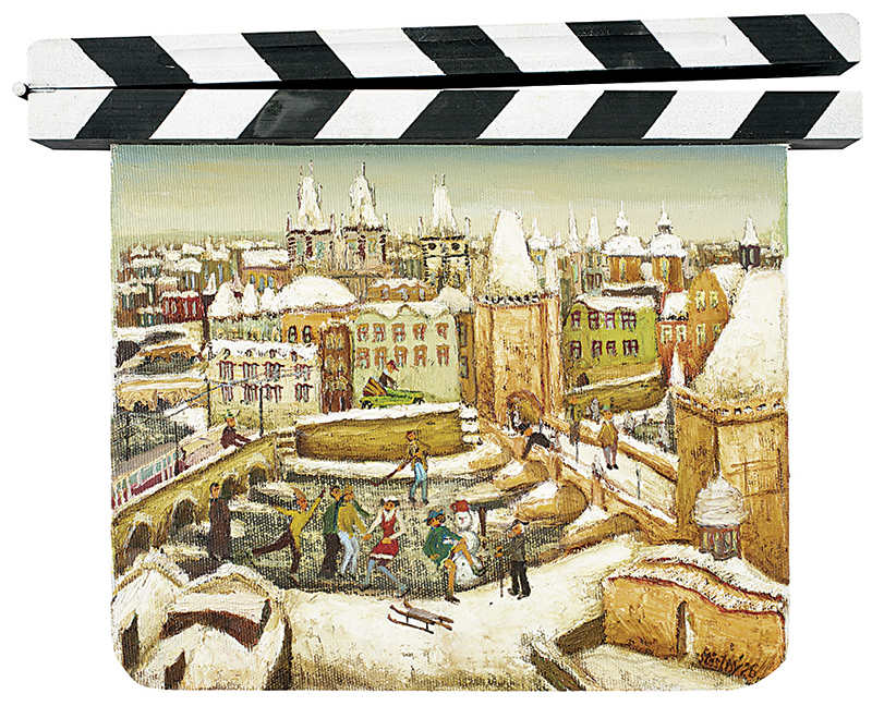 V Praze v zimě a s tramvají